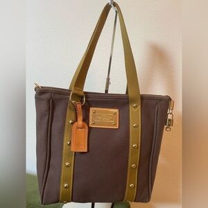 Louis Vuitton Antigua Cabas Brun Canvas Inventeur Tote w/ Lock and Key/Poignet